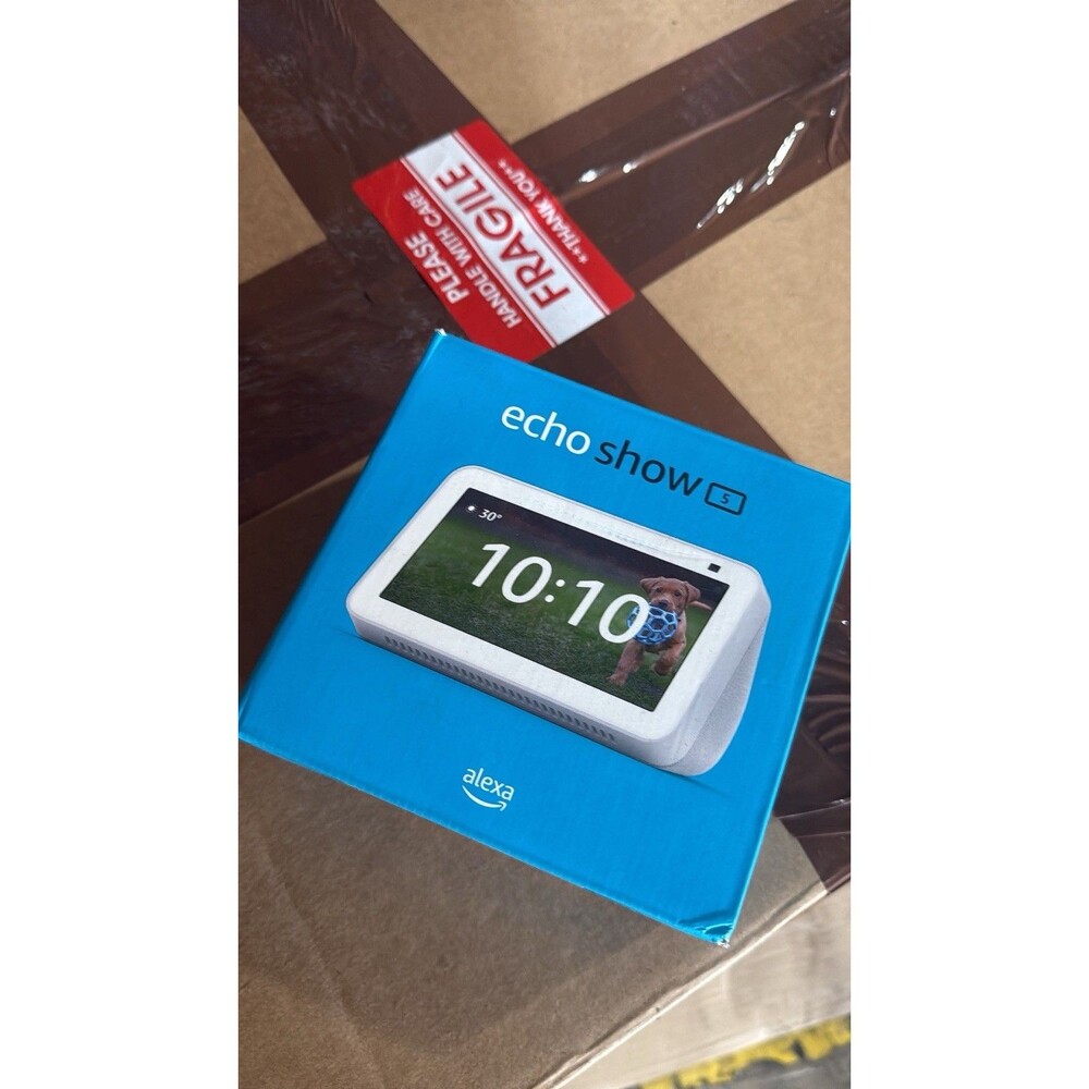 AMZN Echo Show 5 3RD Gen 2023, Smart Glasier White- New- Damage Box